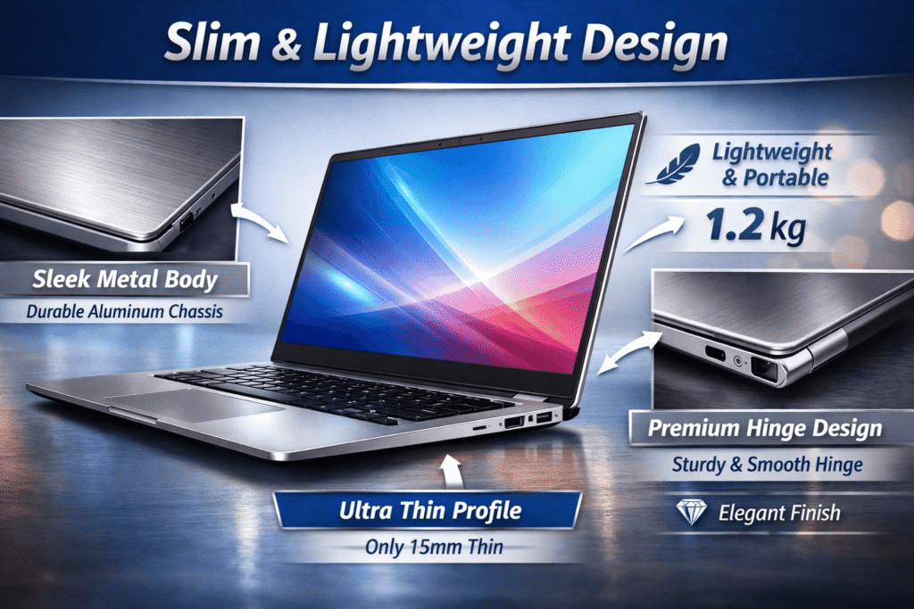 Best Budget Laptops 2026 UK Slim Lightweight Metal Body Infographic IbzITech